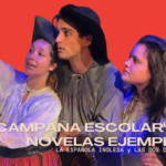 Los tres cómicos de las Novelas ejemplares leen su plan en un pergamino